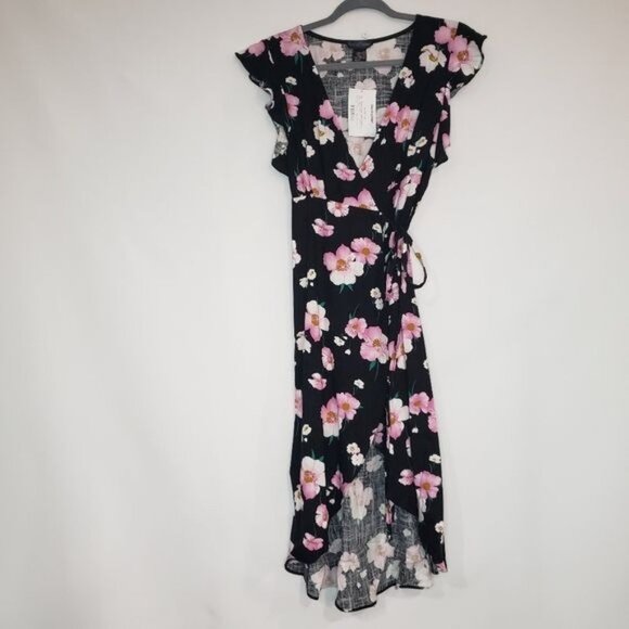NWT Aqua Floral Print Wrap‎ Dress - Picture 2 of 8